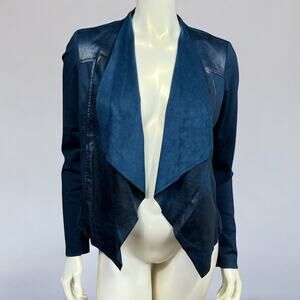 Edyson Blue Suede Jacket Overlay – Soft Faux Suede, Size Medium